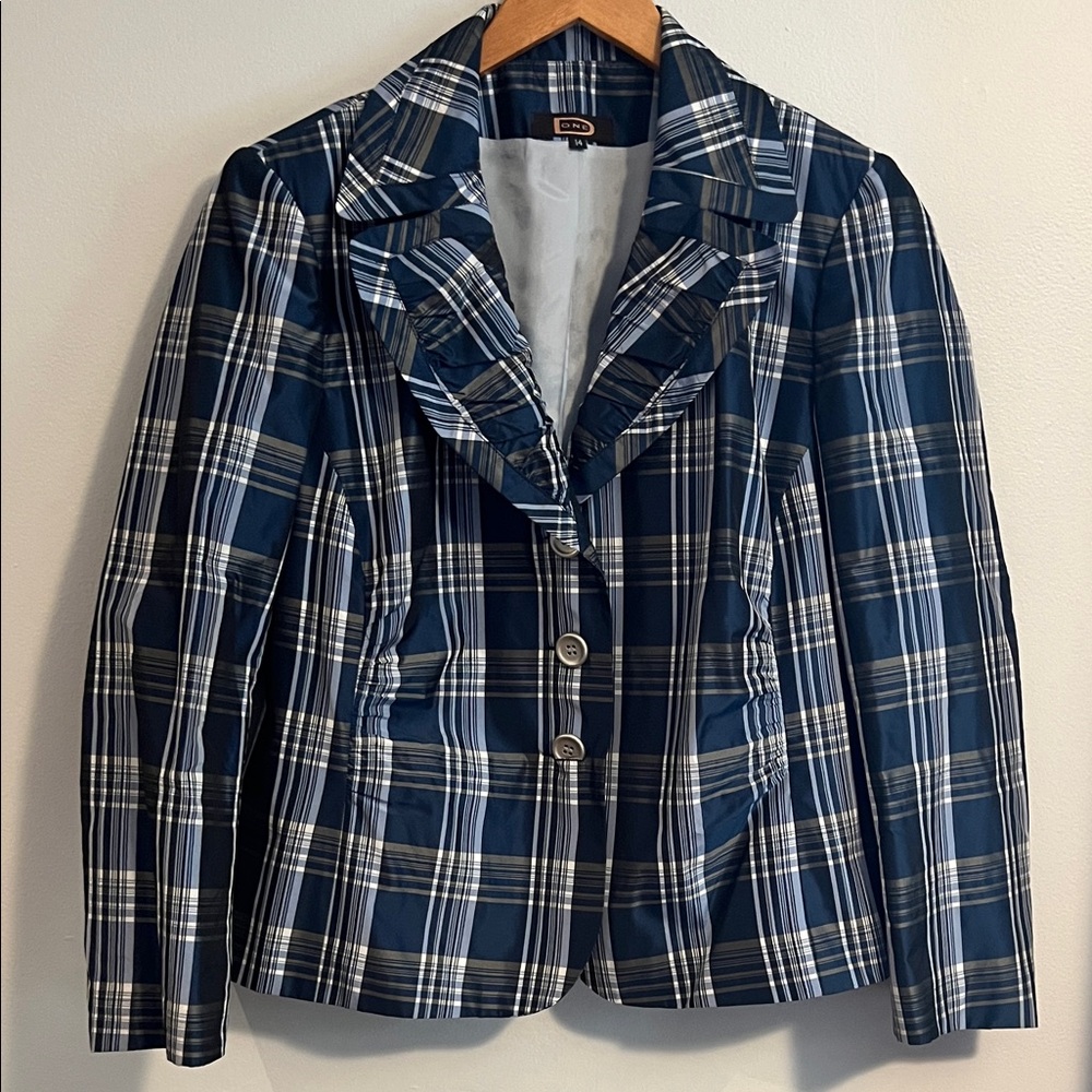 Plaid Navy Women's Blazer Jacket size 14